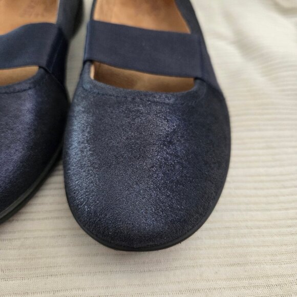 Naturalizer 7 FIA Blue Suede Flats Shoes Mary Jane Shimmer Metallic - Picture 4 of 7